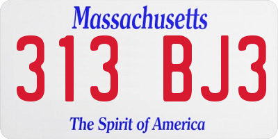 MA license plate 313BJ3