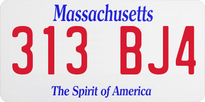 MA license plate 313BJ4