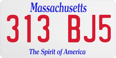 MA license plate 313BJ5