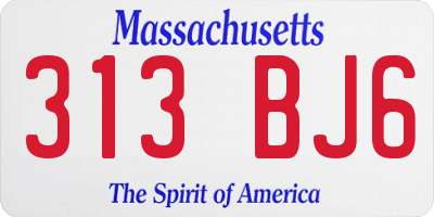 MA license plate 313BJ6