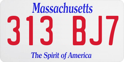 MA license plate 313BJ7