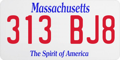 MA license plate 313BJ8