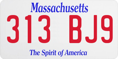 MA license plate 313BJ9
