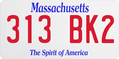 MA license plate 313BK2
