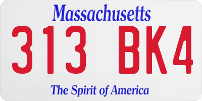 MA license plate 313BK4