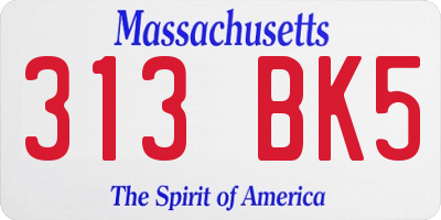 MA license plate 313BK5