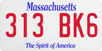 MA license plate 313BK6