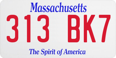 MA license plate 313BK7