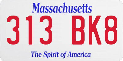 MA license plate 313BK8