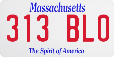 MA license plate 313BL0