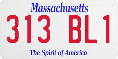 MA license plate 313BL1