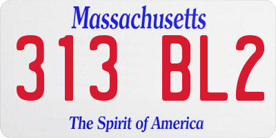 MA license plate 313BL2