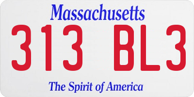 MA license plate 313BL3