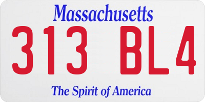 MA license plate 313BL4