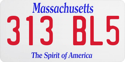 MA license plate 313BL5