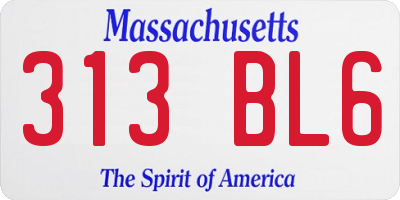 MA license plate 313BL6