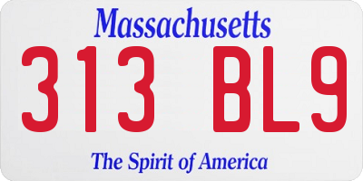 MA license plate 313BL9