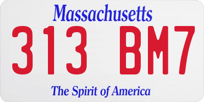 MA license plate 313BM7