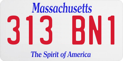 MA license plate 313BN1