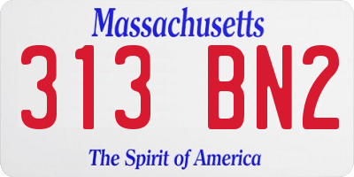 MA license plate 313BN2