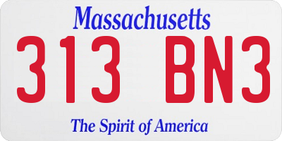 MA license plate 313BN3