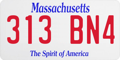 MA license plate 313BN4