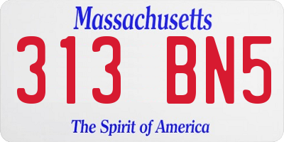 MA license plate 313BN5