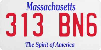MA license plate 313BN6