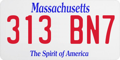 MA license plate 313BN7