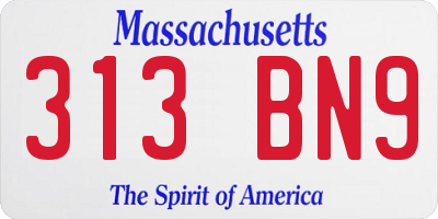 MA license plate 313BN9
