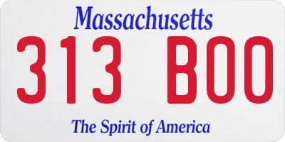 MA license plate 313BO0