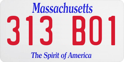 MA license plate 313BO1