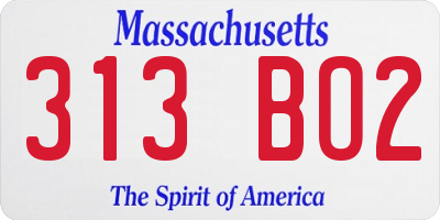 MA license plate 313BO2