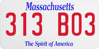 MA license plate 313BO3