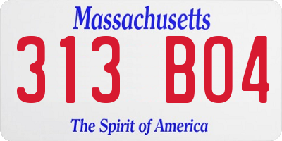 MA license plate 313BO4