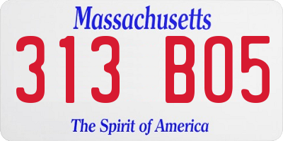 MA license plate 313BO5
