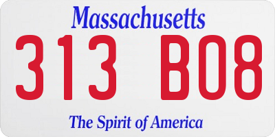MA license plate 313BO8