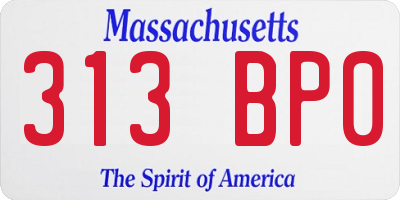 MA license plate 313BP0
