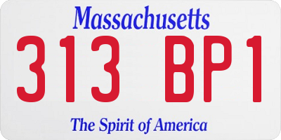 MA license plate 313BP1