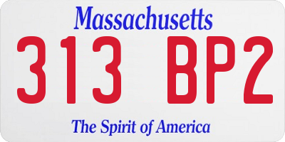 MA license plate 313BP2