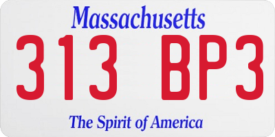 MA license plate 313BP3