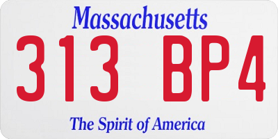 MA license plate 313BP4