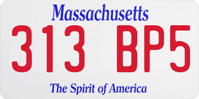 MA license plate 313BP5