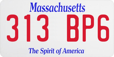 MA license plate 313BP6