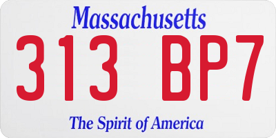 MA license plate 313BP7