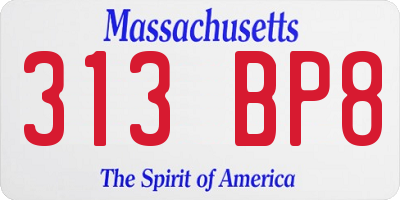MA license plate 313BP8