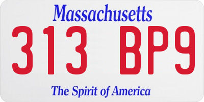 MA license plate 313BP9