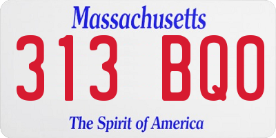 MA license plate 313BQ0