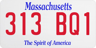 MA license plate 313BQ1