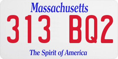 MA license plate 313BQ2